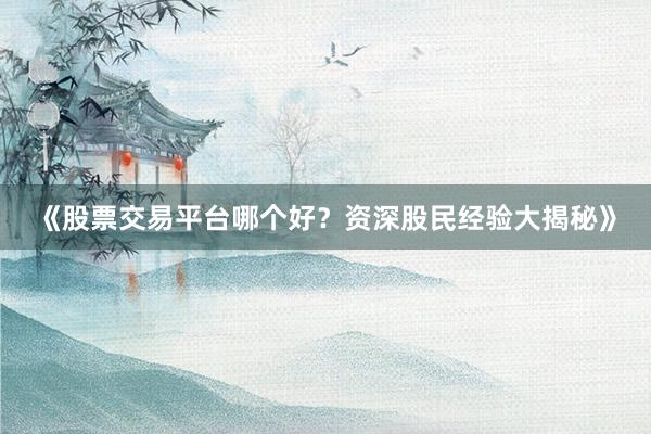 《股票交易平台哪个好?资深股民经验大揭秘》