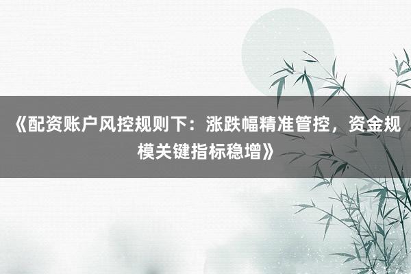 《配资账户风控规则下:涨跌幅精准管控,资金规模关键指标稳增》