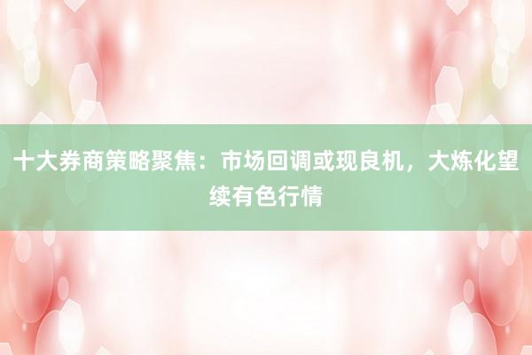 十大券商策略聚焦:市场回调或现良机,大炼化望续有色行情