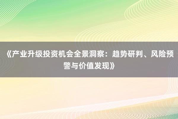 《产业升级投资机会全景洞察：趋势研判、风险预警与价值发现》