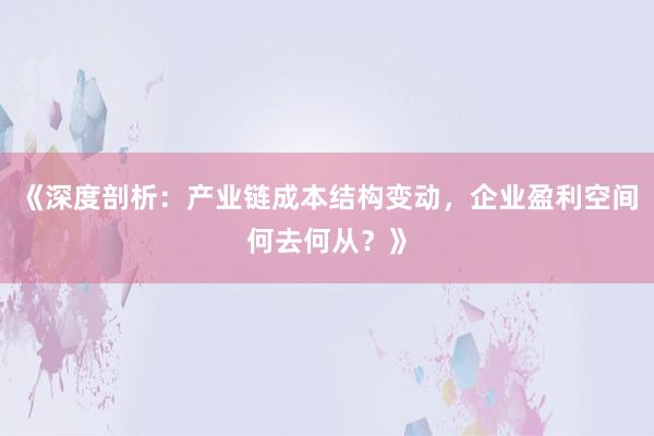 《深度剖析：产业链成本结构变动，企业盈利空间何去何从？》