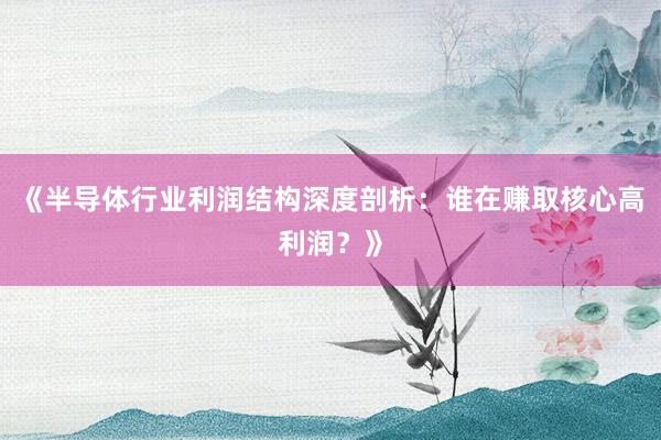 《半导体行业利润结构深度剖析：谁在赚取核心高利润？》