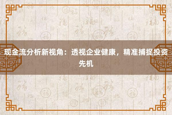 现金流分析新视角：透视企业健康，精准捕捉投资先机