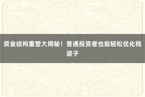 资金结构重塑大揭秘！普通投资者也能轻松优化钱袋子