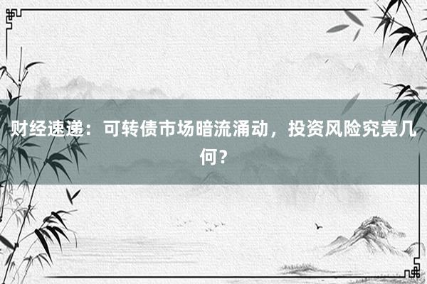 财经速递：可转债市场暗流涌动，投资风险究竟几何？