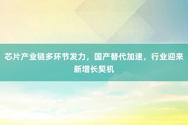 芯片产业链多环节发力，国产替代加速，行业迎来新增长契机