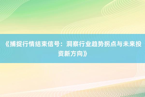 《捕捉行情结束信号：洞察行业趋势拐点与未来投资新方向》