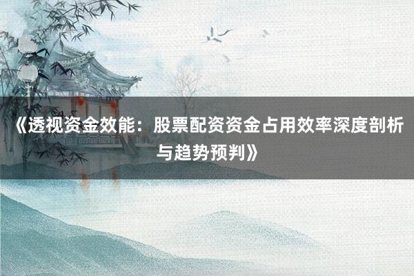 《透视资金效能：股票配资资金占用效率深度剖析与趋势预判》