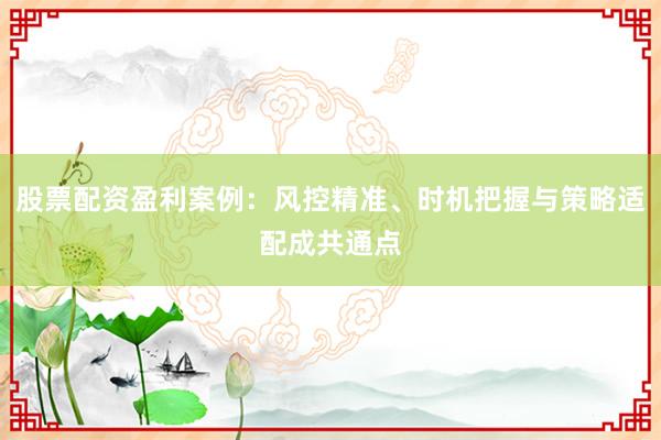 股票配资盈利案例：风控精准、时机把握与策略适配成共通点