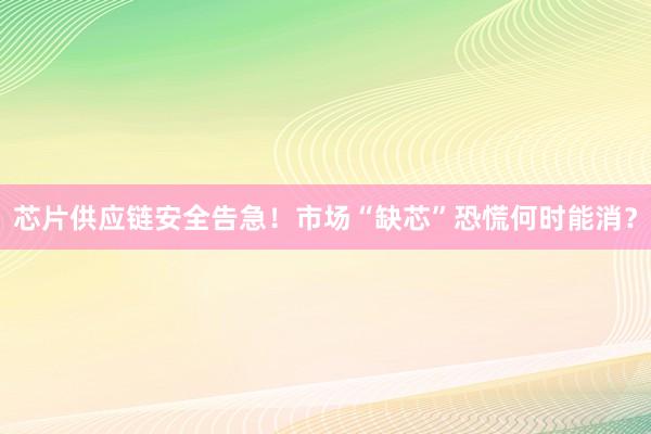芯片供应链安全告急！市场“缺芯”恐慌何时能消？